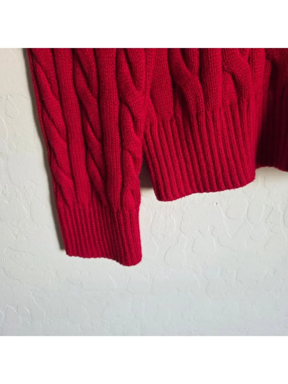 Polo Ralph Lauren Cable Knit Cotton Sweater Pullover Red Men's XL Pony Preppy